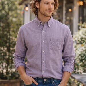 Faherty SZ M 100% Cotton Rose Pink Blue Gingham Button Down Shirt